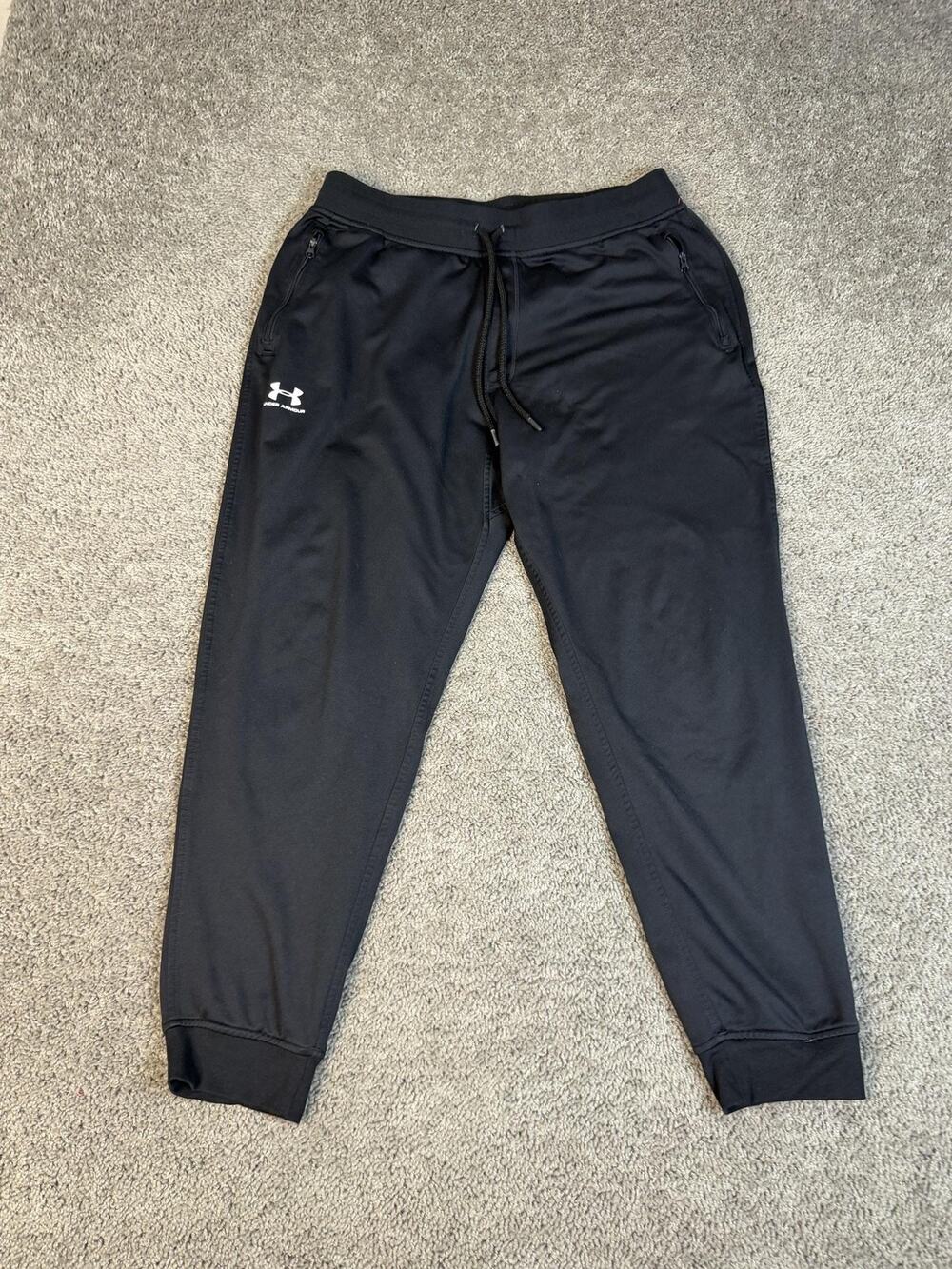 Under Armour Pants Mens XL Black Jogger Polyester Drawstring Zip Pockets